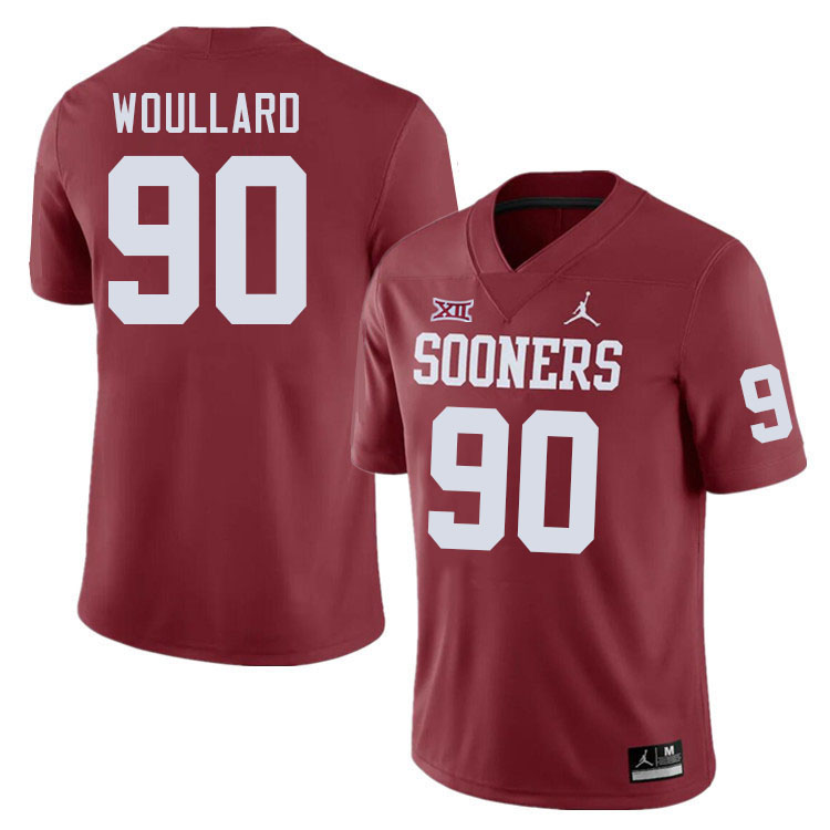 Men #90 Caiden Woullard Oklahoma Sooners College Football Jerseys Stitched-Crimson